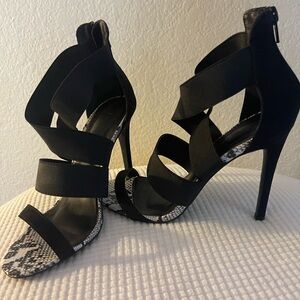 Snake Skin Inspired Open Toe Heels